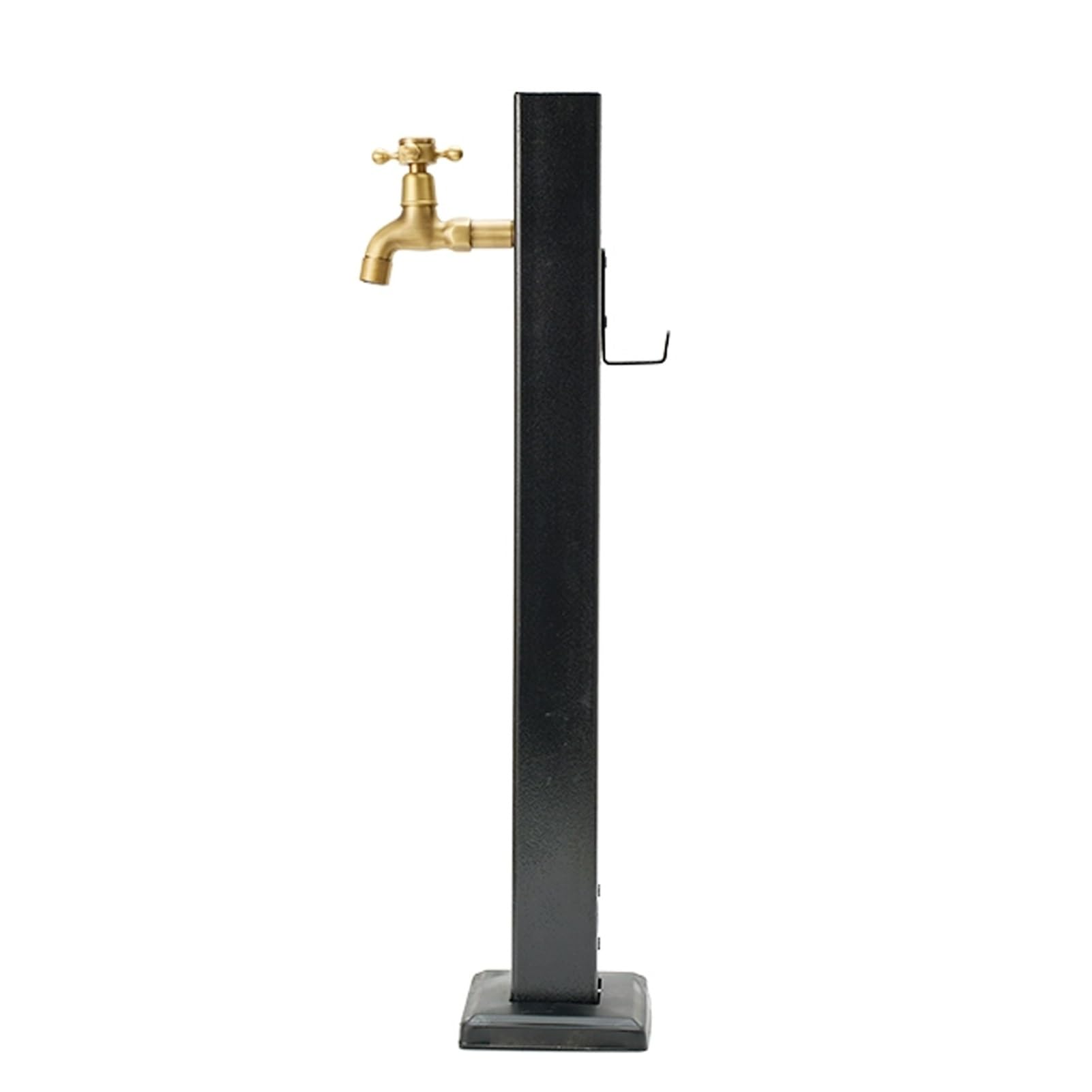 WOTZOV 304 Stainless Steel Freestanding Water Column, Square Garden Hose Stand & Dispenser, Outdoor Vertical Hydrant For Irrigation & Washing，Black I 93CM/36.6IN