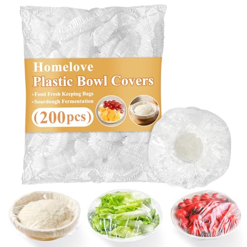 Homelove 200pcs Plastic Bowl Covers Food Cover Dish Covers, Reusable Elastic Stretch Fresh Keeping...