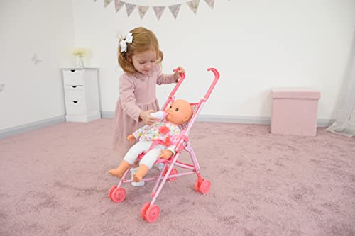 Kookamunga Kids Baby Doll Stroller – Umbrella Stroller For Dolls - Foldable & Lightweight Baby Stroller For Dolls - Play Stroller W/ Sturdy Steel Frame - Ideal For Baby Dolls Up To 18" - Pink Unicorn #TOP4