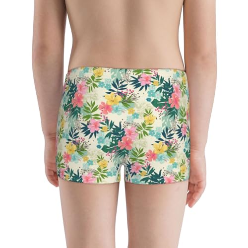 Boys' Cotton Boxer Brief Soft Underwear-Tropical Flowers3