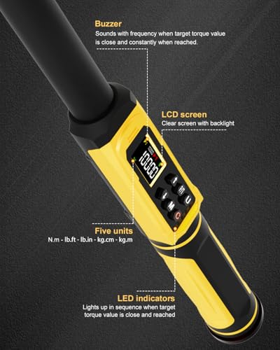 Image of ATsafepro Digital Torque Wrench 3 /4-Inch Drive, 15-1000 Nm(11-737.5 ft-lb),±2% Accuracy, Vibration /Buzzer /LED Alert,5 Units, 9 Presets & 500 Data Storage, 3 /4 Torque Wrench for Truck, Heavy Machinery