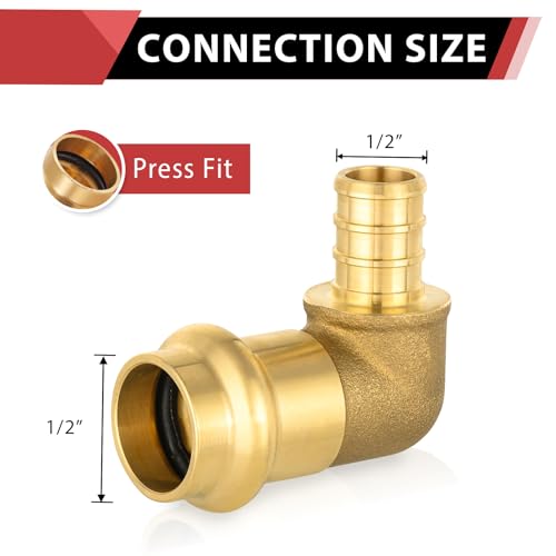 5-Pack EFIELD 1/2-inch PEX B Crimp Elbow Brass Fittings