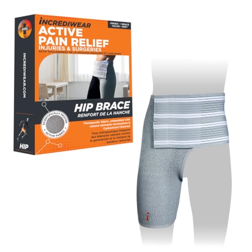 Image of Incrediwear Hip Brace - Hip Brace for Women and Men, Supports Hip Pain Relief and Aids Hip Injury Recovery, Reduces Swelling, Designed for Support, Comfort, & Mobility (Left Leg, Medium)