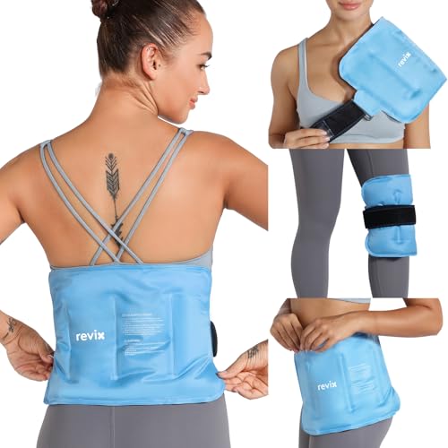 REVIX Gel Ice Pack for Back Discomfort Relief Soft Plush Lining Ice Wrap for Lower Back Shoulder Hip Arm Knee Cold Compress Therapy 16 9