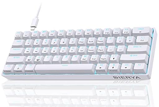 Dierya DK61se Teclado Mecánico Gaming Mini 60% Red Switch Mechanical Keyboard Retroiluminación Azul Hielo,Cable USB-Type C,Teclado Ultra-Compacto 61 Teclas Anti-Fantasma US Layout para PC/Windows | Ya disponible en tu tienda friki favorita! En mundofriki.es!