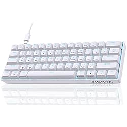 Teclado Gk1100 Dierya DK61se Teclado Mecánico Gaming Mini 60% Red Switch Mechanical Keyboard Retroiluminación Azul Hielo,Cable USB-Type C,Teclado Ultra-Compacto 61 Teclas Anti-Fantasma US Layout para PC/Windows