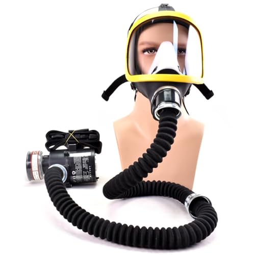 funifuni Sistema eléctrico de alimentación de aire de flujo constante – Respirador de gas químico de cara completa para pesticidas, filtros de silicona, soldadura de laboratorio, pintura a prueba de