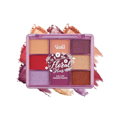 Image of Glam21 Floral Hues 9 In 1 Eyeshadow Palette | Highly Pigmented | Easy To Carry | Super-Blendable | Mix of Matte and Shimmers Smudge-Proof (7.2 gm) | 03- Tulip