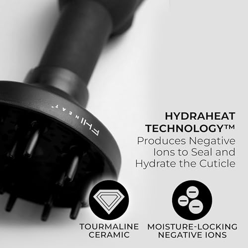 Image of FHI Heat Platform Blow Out Handle-Less Negative Ion Hair Dryer - Lightweight Blow Dryer w / HydraHeat for Frizz-Free Styles - Hairdryer with Diffuser Attachment, Nozzle, Comb - Handleless Hair Dryer
