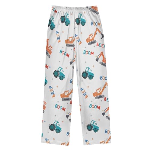 Cute Colorful Excavator Pajama Pants Soft Sleep Bottoms Long Pjs S2