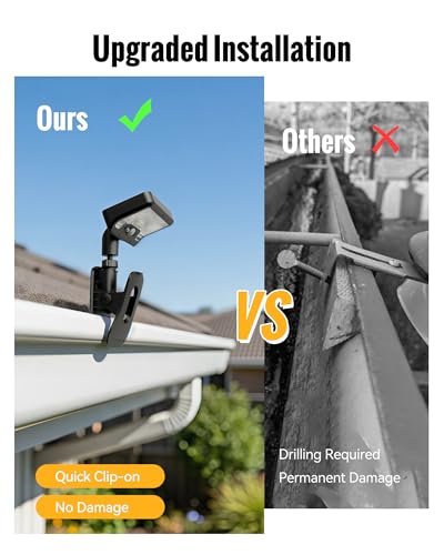 Image of Clip On Solar Lights Outdoor, 3 Modes Motion Sensor Security Light 2 Pack | 92 LED 500LM with Type-C Charging, Waterproof, Chain Link Fence Lights for Deck, Railing, Garden, Gutter, Mailbox, Camping