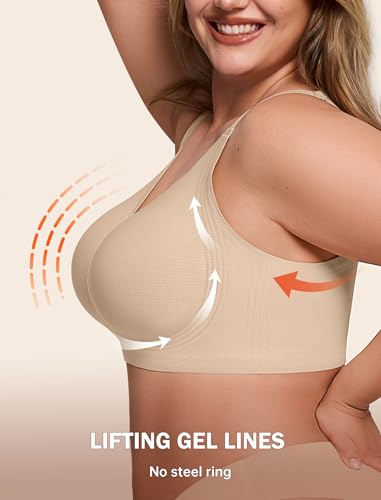 Image of LetsJoli Bras for Women Supportive Wireless Push Up Bra Full Coverage No Underwire Seamless Plus Size for Older Women