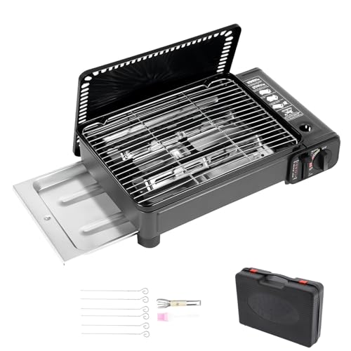 Charocean Tragbarer Camping Gasgrill Klein mit Grillnetz, Kartuschen Gasgrill Tischgrill Gas, Mini Gaskocher mit Grillplatte, Gaskartuschen Camping Grill Gas Klein Grill Camper für Reisen, Trekking Charocean Tragbarer Camping Gasgrill Klein mit Grillnetz, Kartuschen Gasgrill Tischgrill Gas, Mini Gaskocher mit Grillplatte, Gaskartuschen Camping Grill Gas Klein Grill Camper für Reisen, Trekking