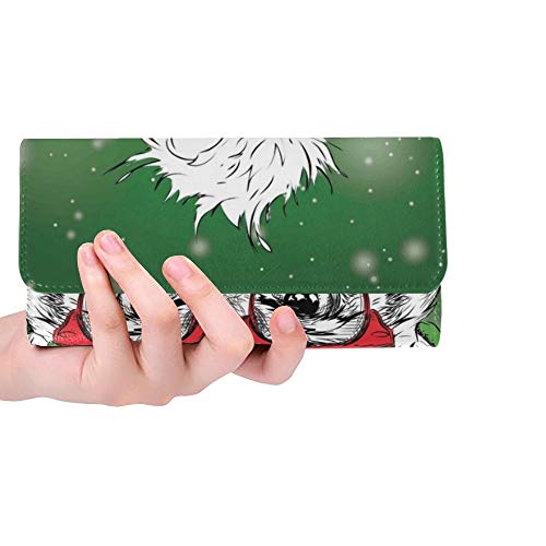 Preisvergleich Produktbild Einzigartige benutzerdefinierte Weihnachten Poster Bild Eule Portrait Winter Frauen Trifold Brieftasche Lange geldbörse kreditkarteninhaber Fall Handtasche