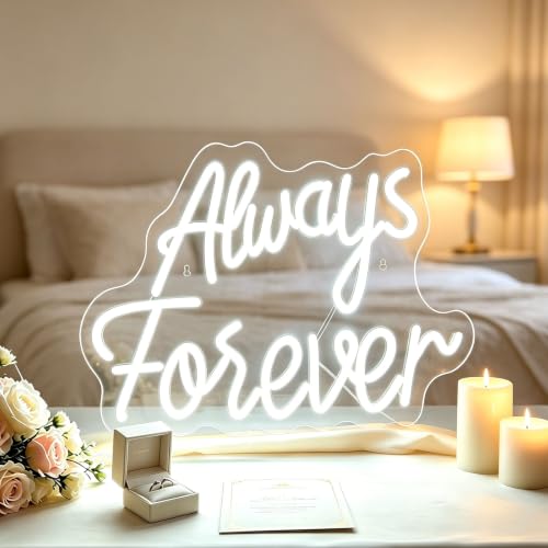 Image of Always Forever Wedding Sign,Dimmable LED Wall Decor Neon Sign, USB Romantic Gift for Couples,Party Wedding Anniversary Decorations 15.35 x 12.6 inch