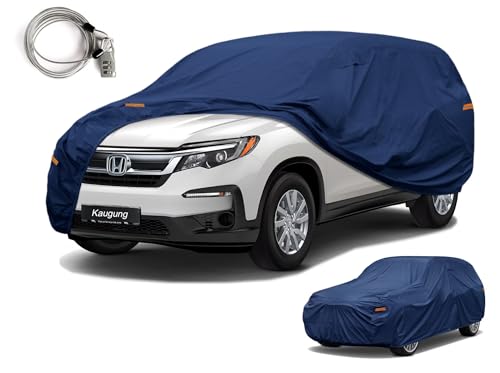 Image of Kaugung Custom Fit SUV Car Cover for Honda Pilot (2008-2026), Heavy Duty Waterproof All Weather Outdoor Protection, Breathable Full Exterior Cover with Vent, Rain Sun Snow UV Proof