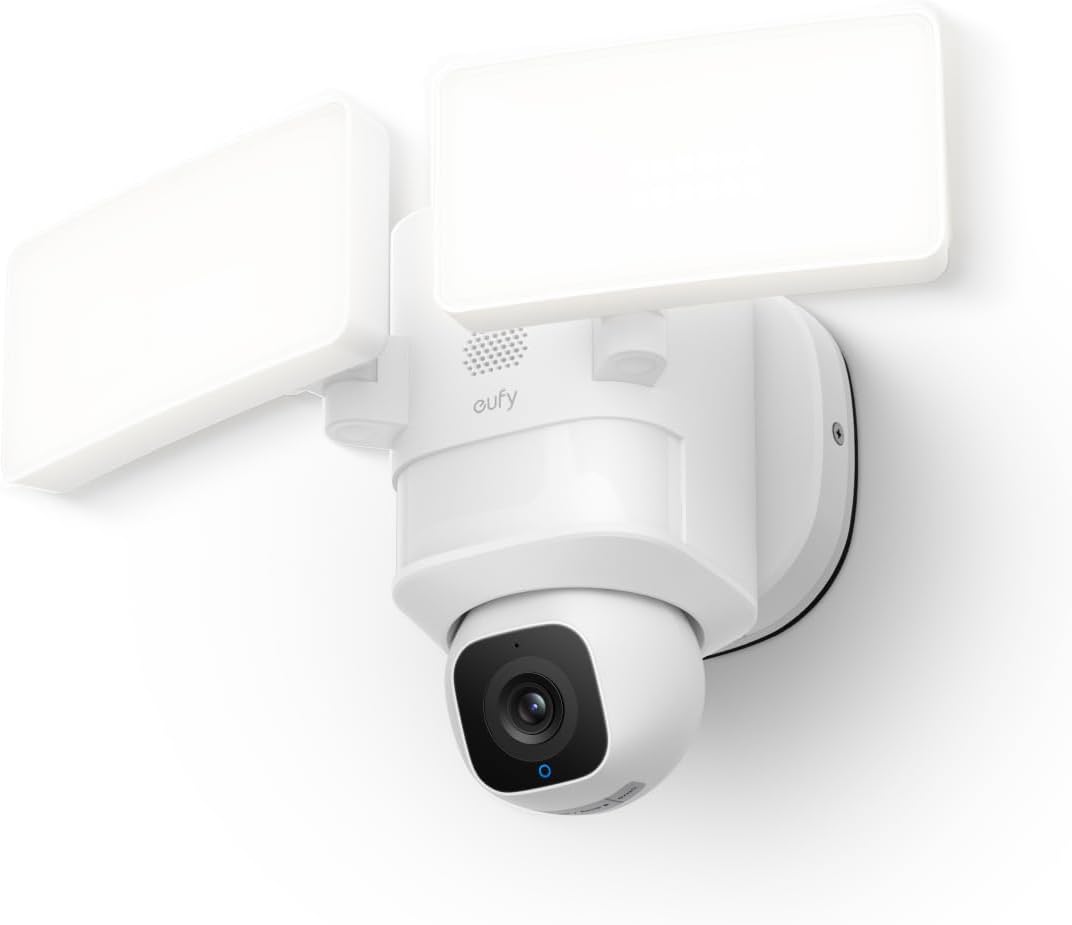 Floodlight Camera E30, 2K, AI Detection & Tracking, Outdoor | 360° Coverage, Pan & Tilt, 2000 Lumens, Built-in Siren, 24/7 Recording, 2.4GHz Wi-Fi, No Monthly Fee