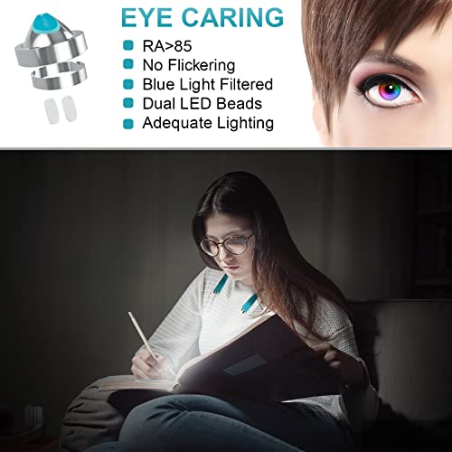 Lightweight Neck Reading Light, Reading Lights for Books in Bed, 3 Brightness Levels, Rechargeable, Perfect for Night Reading, Repairing, and Knitting. (Blue)