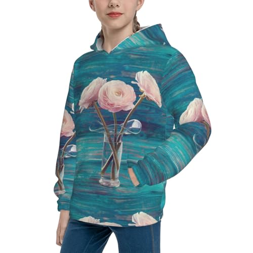 Flowers in Glass Vase Kid Hoodies Boys Sweatshirts Girls Pullover with Pocket2