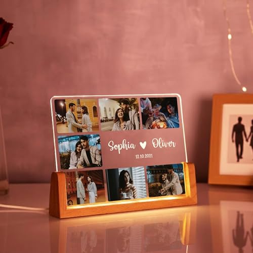 Image of PRINT BHARAT Acrylic Customized Name LED Lamp Personalized Night Light with Name Custom Gift for Birthday Anniversary Home Decor for Men Birthday Kids Friend Return Gift Kids (Collage Photo Lamp)