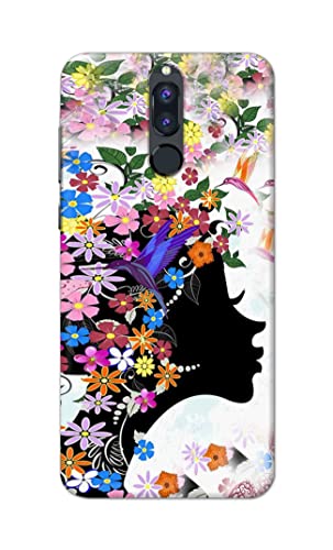 Image of Printed Hard Back Cover Case for Huawei Mate 10 Lite | Huawei Nova 2i | Honor 9i Back Cover (Floral Hairstyle Girl) -1803
