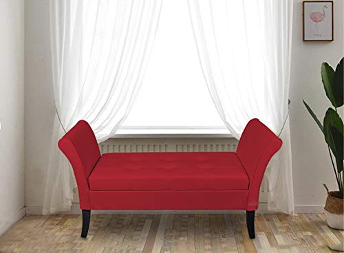 HomeHarmony® Balmoral PU Leather Easy To Assemble Window Seat Storage Ottoman Bed Sofa Bench (Red)