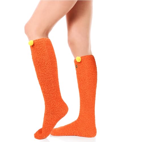 Image of Benefeet Sox Girls Cute Animal Fuzzy Knee High Socks Womens Funny Striped Cozy Winter Warm FluffyThigh High Socks Leg Warmers