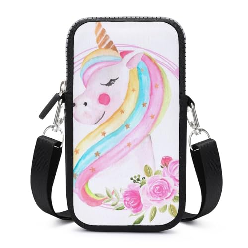 Sac bandoulière licorne pour téléphone portable et portefeuille femme et unisexe