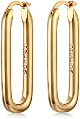 FRUMOS 18K Gold Plated Chunky Hoop Earrings for Women Fashion Thick Gold Hoops Set Jewelry for Birthday Christmas Gifts