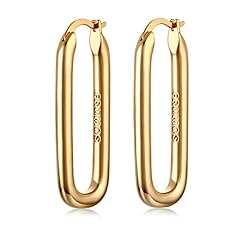 Gold Thick Oval Hoop