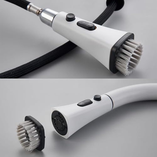 Robinet de cuisine à douchette extractible blanc pour îlot