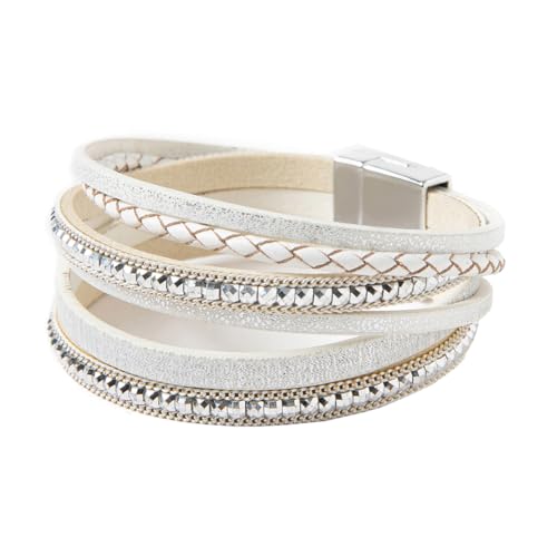 Rantanto Boho Braided Leather Wrap Bracelet Trendy Layered Cuff Bracelets Bohemian Stackable Fashion Bracelet Jewelry For Women