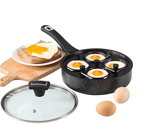 Royal Cuisine Non-Stick Egg Pan with 4 Poaching Cups, Scrambled, ...
