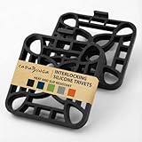 Capabunga Paquete de 2 salvamanteles para platos calientes, almohadillas calientes entrelazadas negras para cocina, artículos esenciales para barra de café, alfombrillas de silicona para encimera de