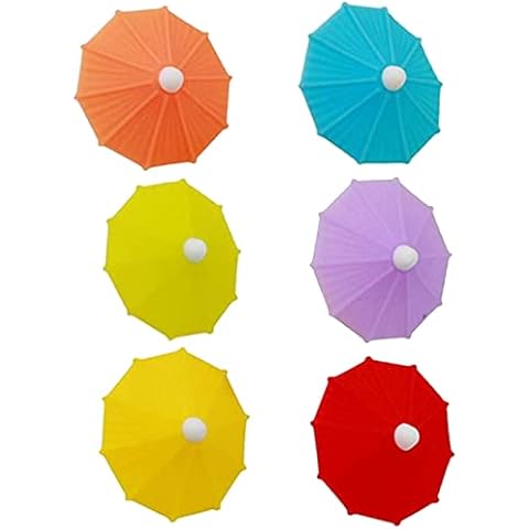 6PCS Umbrella Drink Markers Reusable Wine Cocktail Glass Markers Silicone Umbrella Drink Charms Wine Charm Tags Set Bar Accessories Cover