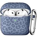 Picture of Leopard Engraved for AirPods 4 Case Cover 2024,Soft Silicone Protective Case Compatible with Apple AirPods 4th Generation for Women,Cute for AirPod 4 Accessories with Keychain (Blue Gray)