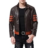 AOWOFS Men's Faux Leather Jacket Brown Moto Motorcycle Bomber Punk Fashion Slim Fit Coat