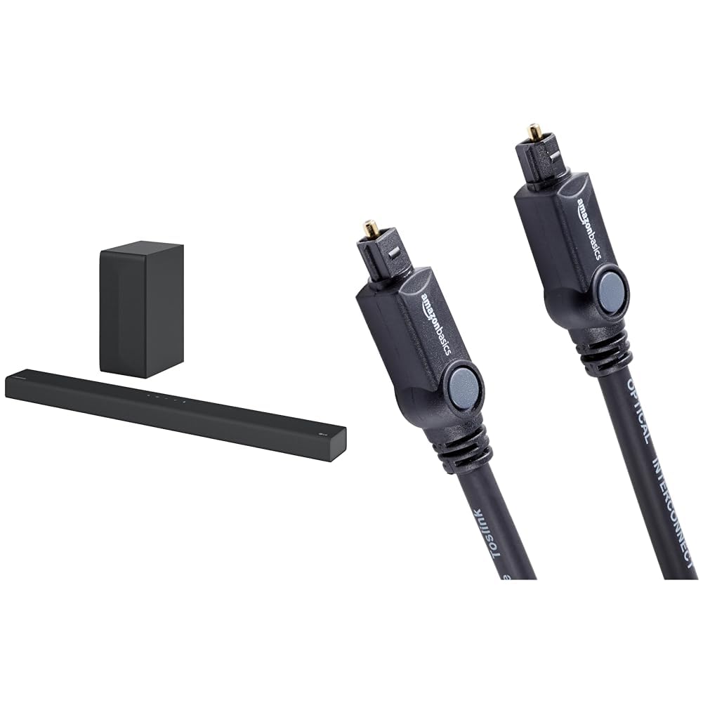 LG S65Q - Barra de Sonido Inteligente, 420W, 3.1 Canales, Sonido Envolvente DTS Virtual:X & Amazon Basics - Cable óptico de Audio Digital Toslink, 1.8 m/ 6 ft, Negro