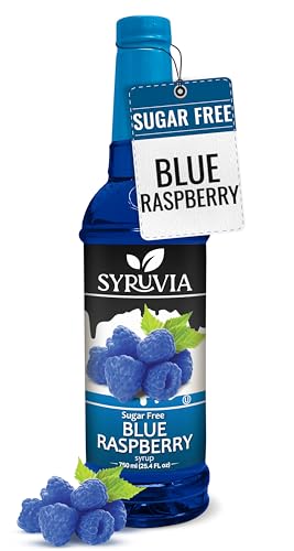 Syruvia Sugar Free Blue Raspberry Syrup, Flavored Syrup for Drinks, Lemonades, Iced Teas, and Desserts – 25.4 fl oz
