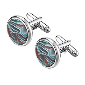 Manchetknopen voor heren Rond marmerpatroon Manchetknopen Zakelijke herensieradengeschenken (kleur: A) (B)