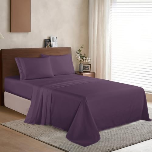 Image of Elegant Comfort Luxurious Soft 1500 Thread Count Egyptian Quality 4-Piece Bed Sheet Set Wrinkle and Fade Resistant Bedding Set, Deep Pocket up to 16inch