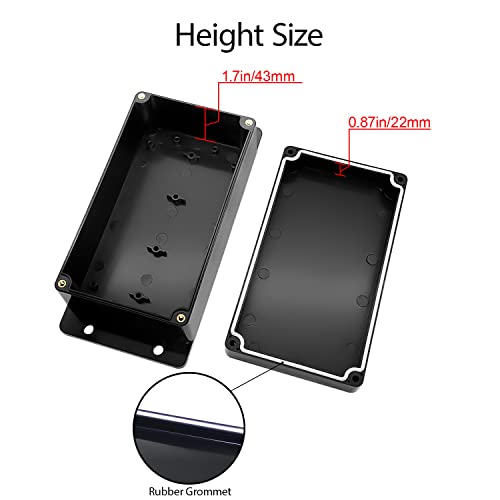 Lmioetool Junction Box Waterproof Dustproof Ip65 Abs Plastic Universal Electric Project Enclosure Black With Fixed Ear 6.22"X3.54"X2.36"(158 X 90 X 60 Mm) #TOP3