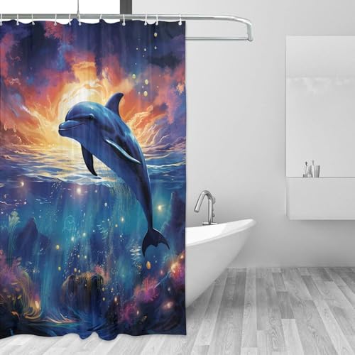 Rideau de douche imperméable ciel étoilé dauphin 183x183cm - 3