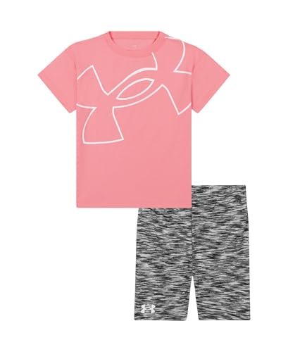 Image of Under Armour Girls' 2-piece Short Sleeve Tee and Shorts Set, Lightweight and Comfortable