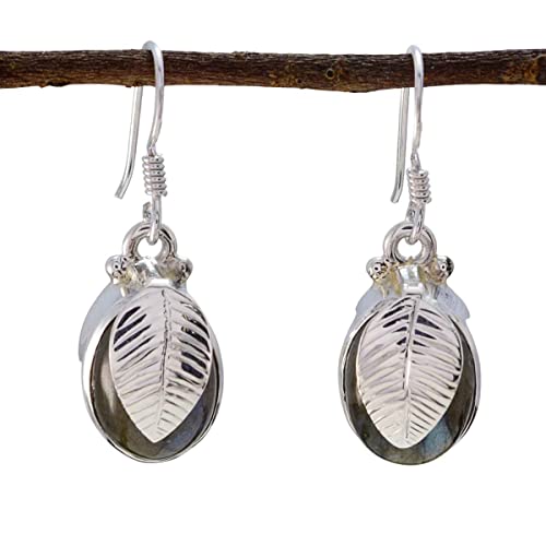 Boucle d'oreille labradorite en argent sterling 925 et finitions luxe