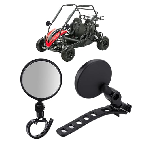 QYMOTO Go Kart Mirrors Side Rear View Mirror for Coleman KT196 Trail Master Universal fit 1/2-1.37 Diameter Handle bar 2pcs Left and Right Adjustable 360 Degree Rotatable Convex Mirrors