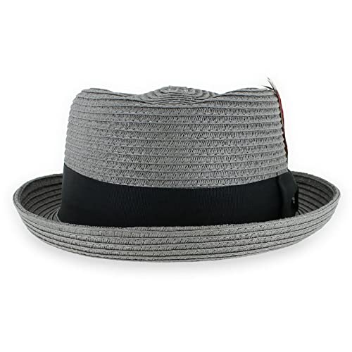 Image of Belfry Men /Women Summer Straw Pork Pie Trilby Fedora Hat in Blue, Tan, Black