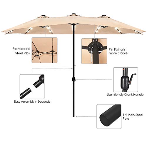 Tangkula 15 Ft Solar Led Patio Double Si Buy Online In Kuwait At Desertcart