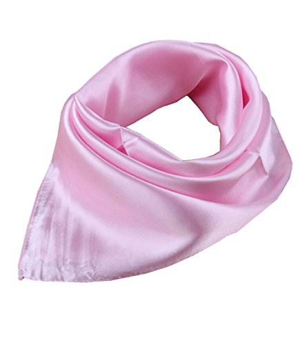 Women’s Solid Color Square Scarf Neckerchief (Pink)