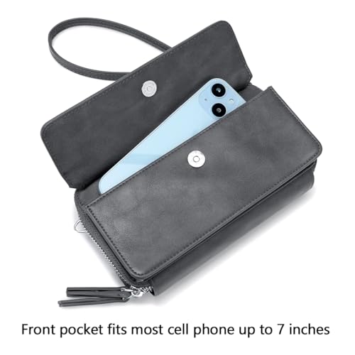 Image of Lanyani RFID Crossbody Wallet Wristlet Purse with Phone Pocket For Women Vegan Leather